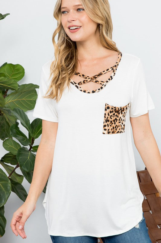 e Luna Animal Print Basic Top