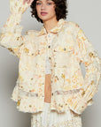 POL Raw Hem Lace Patch Flounce Sleeve Jacket