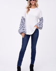 e Luna Animal Mixed Volume Sleeve Top