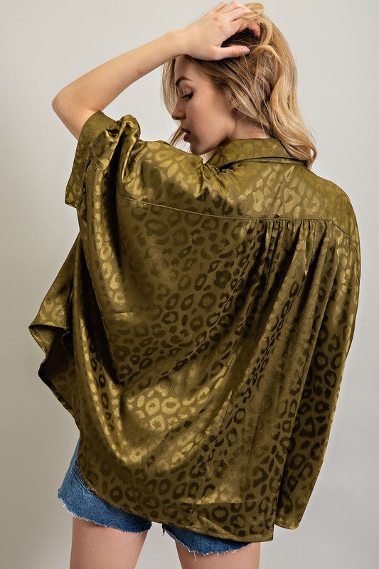 Sweet Generis Light Satin Print Button Down Shirt