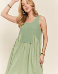 ADORA Decorative Button Sleeveless Babydoll Dress