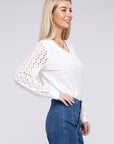 V Neck Lace Trim Top