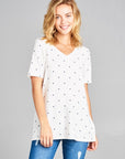 e Luna French Terry Polka Dot Short Sleeve Top