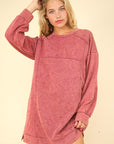 VERY J Mineral Washed Oversized Sweatshirt Mini Dress