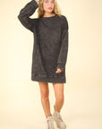 VERY J Mineral Washed Oversized Sweatshirt Mini Dress