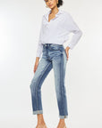 Kancan High Rise Cuffed Straight Jeans