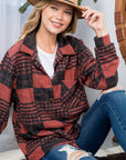 e Luna PLUS Fuzzy Plaid Button Down Shacket