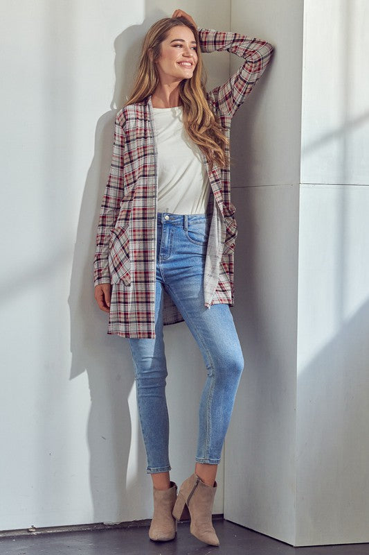 e Luna Plaid Long Cardigan