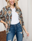 e Luna PLUS Fuzzy Aztec Button Down Shacket