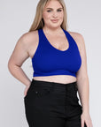 ZENANA Plus Ribbed Cropped Racerback Tank Top