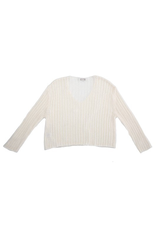 Lilou Variegated Rib V-Neck Sweater