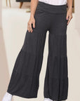 Solid Tiered Wide Leg Pants