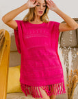 BiBi Fringed Hem Knit Top