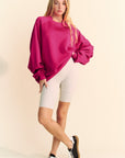 Davi & Dani Round Neck Raglan Sleeve Sweatshirt