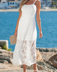 Floral Lace Tie Spaghetti Straps Maxi Dress