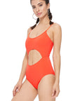 Solid Cutout One Piece Swimsuit