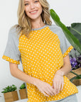 Polka Dot Mixed Casual Top - Online Only