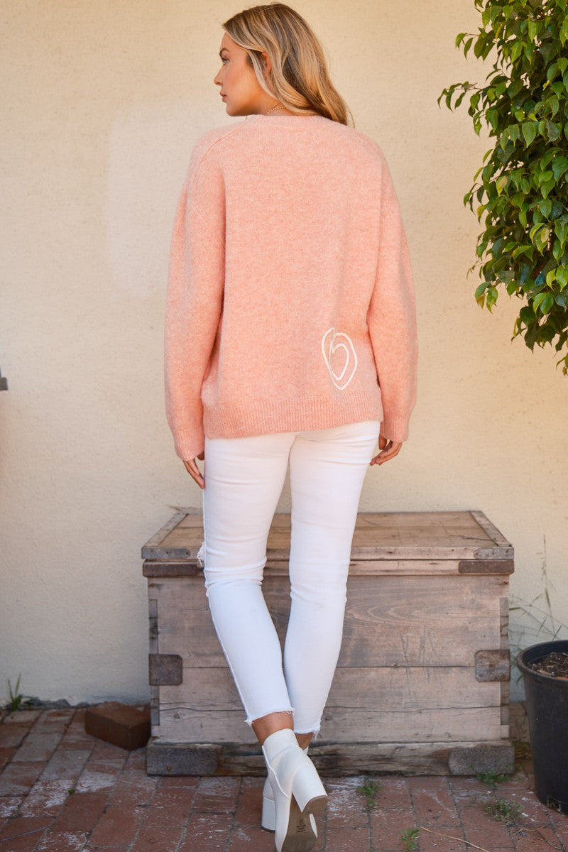 And The Why WIFEY &amp; Heart Round Neck Sweater