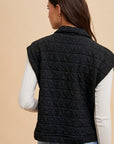 Annie Wear Texture Quilted Snap Down Vest Coat