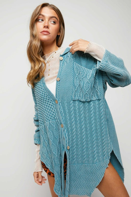 Davi &amp; Dani Solid Button Down Cardigan - Online Only