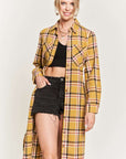 Plus Jade by Jane Plaid Print Collar Long Shirt Dress