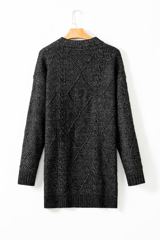 Cable Knit Drop Shoulder Sweater Dress