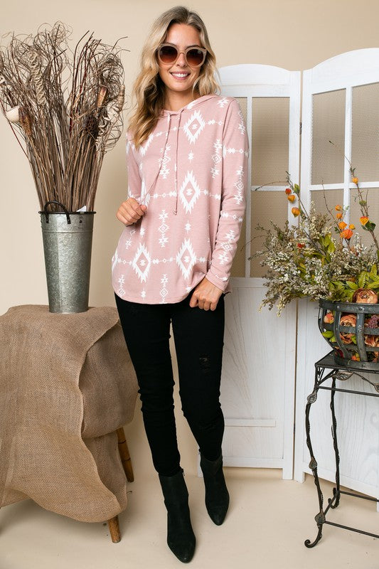 e Luna PLUS Aztec Print Terry Sweatshirt