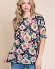 BOMBOM Floral Round Neck T-Shirt