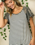 e Luna PLUS Striped Camo Twist Top