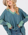 SAGE + FIG Mineral Wash Side Slit Contrast Top