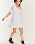 Jade By Jane Ruffled Neck Tiered Mini Dress PLUS