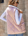 Solid Fleece Lined Quilted Vest Coat