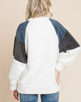 Culture Code Color Block Faux Fur Raglan Sleeve Sweatshirt