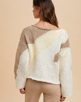 Annie Wear Color Block Drop Shoulder Sweater