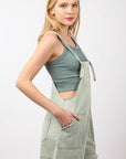 VERY J Washed Frayed Hem Denim Overall