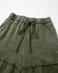 Mineral Wash Tiered Drawstring Wide Leg Pants