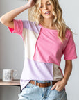 HOPELY Full Size Color Block Exposed Seam T-Shirt