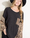 e Luna Animal Mixed Volume Sleeve Top