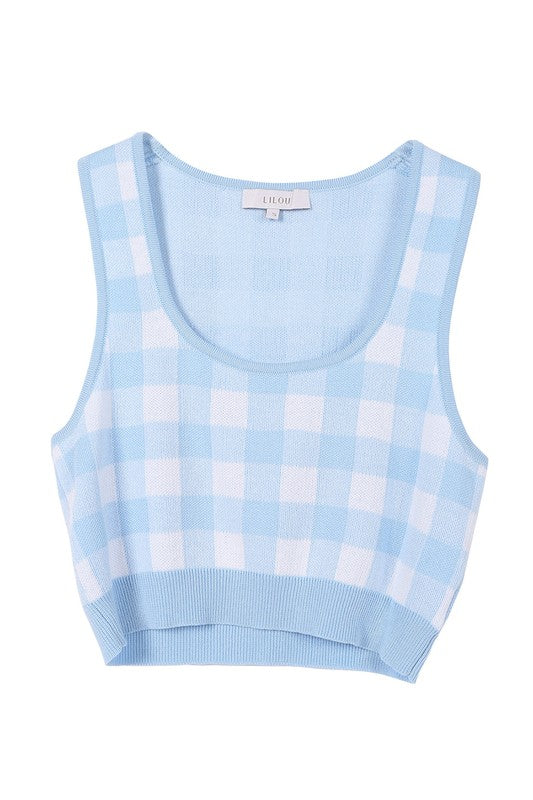 Lilou Sleeveless Gingham Patterned Tank Top