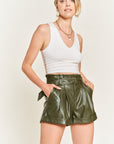 Jade By Jane High Rise Waist Belted Faux Leather Short