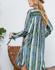 e Luna Striped Velvet Long Cardigan