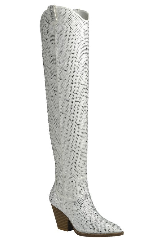 River Over the Knee Rhinestone Western Boots