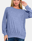 Zenana Full Size Melange Round Neck Top