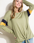 e Luna Color Block Front Tie Boxy Top