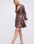 Multicolor Print V Neck Dress