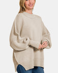 Zenana Side Sit Oversize Sweater