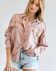 Davi & Dani Button Down Shirt with Pockets - Online Only