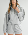 Women Stand Neck Zipped Sweatshirt and Shorts Set