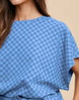 Annie Wear Checkered Round Neck Short Sleeve T-Shirt