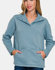 Zenana Turtleneck Half Snap Fleece Sweatshirt